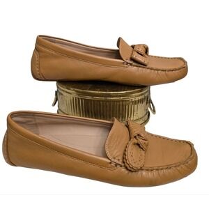 Cole Haan Bellport Bow Driver Shoes Womens Size 8B Brown Leather Casual Loafer